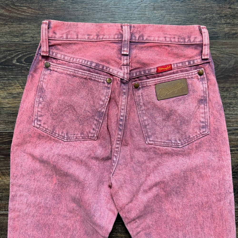 VINTAGE Wrangler Pink Jeans 3x36 Tall Straight Leg Western Cowboy USA Made 90s - Picture 4 of 6